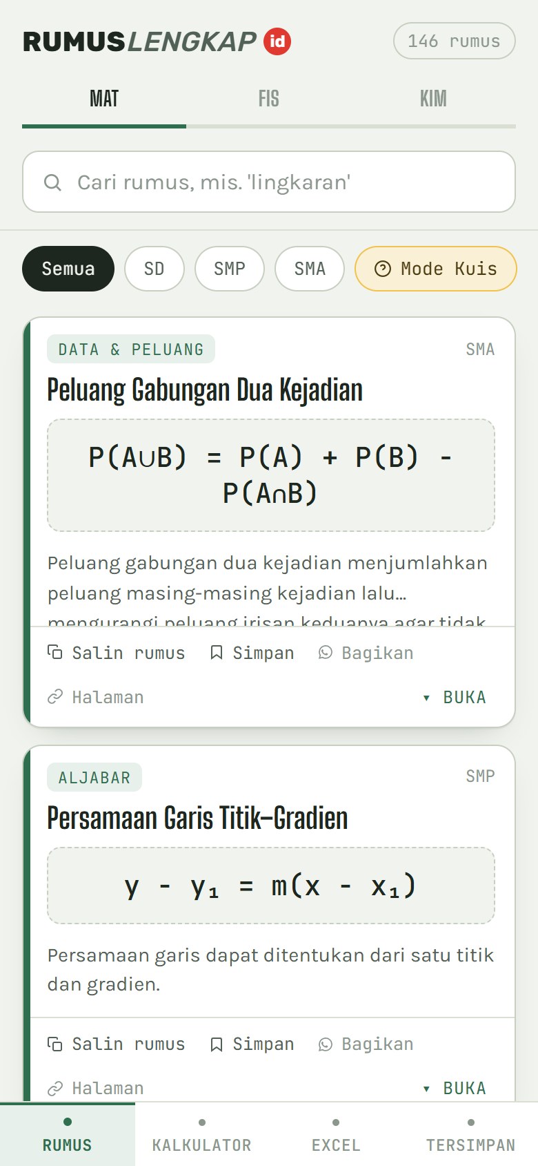 RumusLengkap.ID mobile formula library and filters